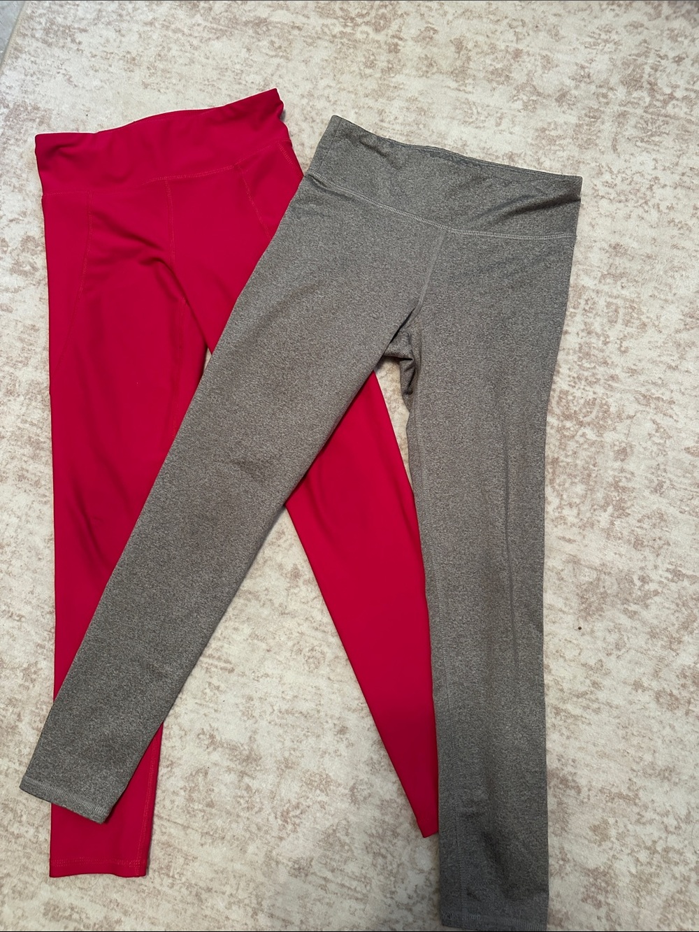 2 Pair Girls Large 1-/13 Old Navy Power Soft Active Leggings. Pink and Grey.